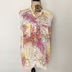 CABi Sleeveless Silk Feather Blouse